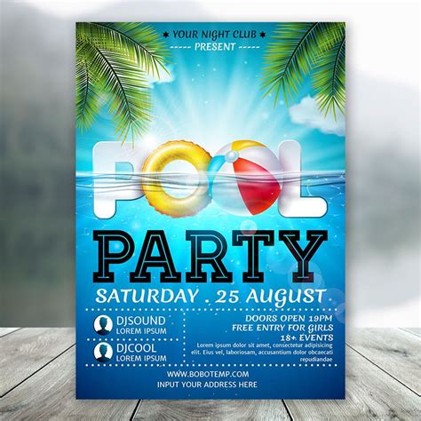 Pool Party Invitations Digital Createpartylabels