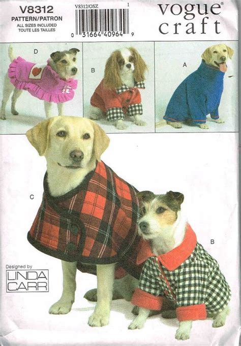 Vogue 8312 Pet Dog Coats And Jackets Sewing Pattern Designed Etsy