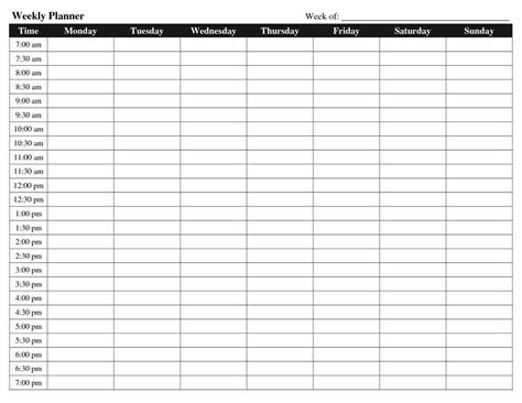 Hourly Schedule Template - task list templates