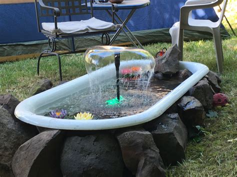 We Had A Old Bath Tub And Turned It Into A Bathtub Fountain Pond Just