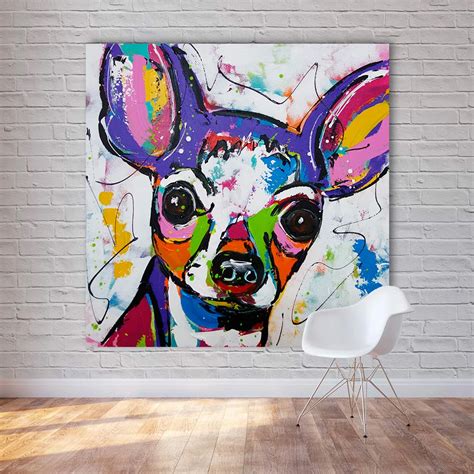 Hdartisan Modern Abstract Animal Canvas Art Chihuahua Dog Pop Art Wall