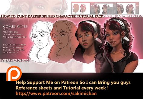 How To Paint Dark Skin Characters Tutorial Pack By Sakimichan On