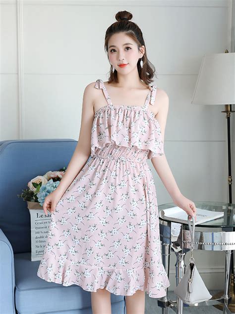 Wholesale Korean Fashion Chiffon Floral Dresses For Women Zfg041619 Wholesale7