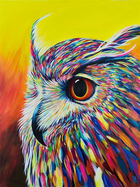 Nickanderton Owl Painting Canvas Painting Whimsical Art