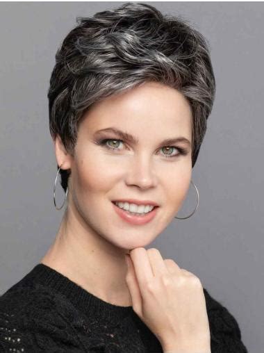 Cropped Wigs Straight Monofilament Cropped Silver Synthetic Wigs