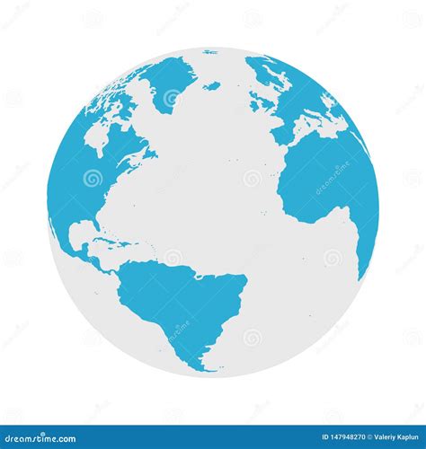 Globe Icon Round World Map Flat Vector Stock Illustration