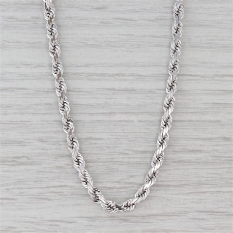 New Rope Chain Necklace 14k White Gold 22 4mm Long Layer Etsy