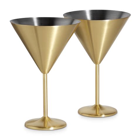 Vonshef Set Of 2 Stainless Steel 16oz Brushed Gold Martini Cocktail Glasses 5056115715631 Ebay