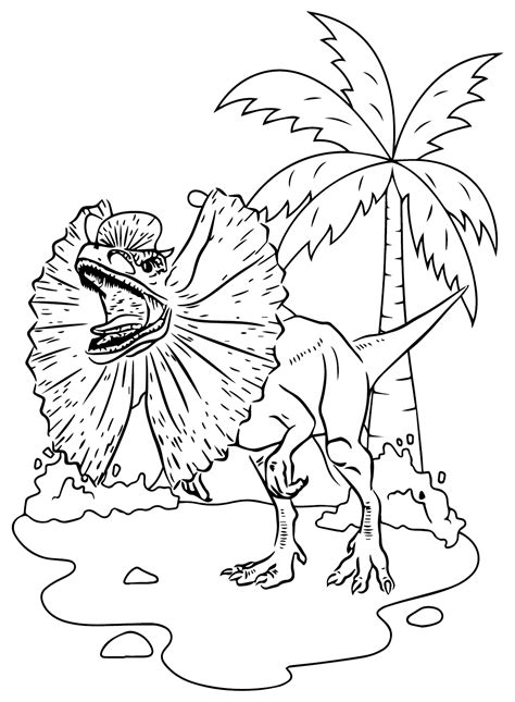 Dilophosaurus Coloring Pages Dinosaur Jurassic Park Kids Printable