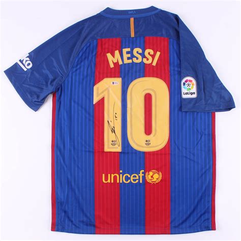 Lionel Messi Signed Fc Barcelona Jersey Inscribed Leo Beckett Coa Pristine Auction
