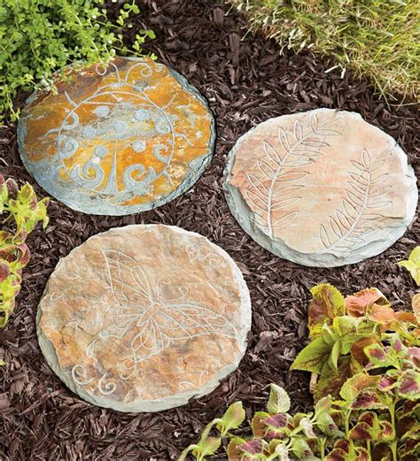 Natural Slate Etched Stepping Stones Butterfly Plow And Hearth