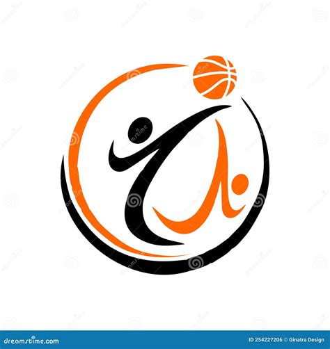 Basketball Stickman Figure Logo Sign Vector Illustration
