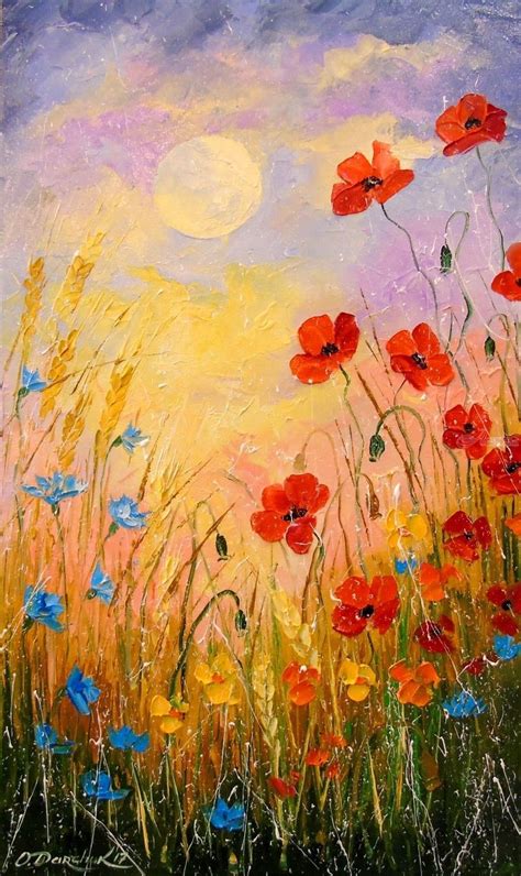 Wild Flowers In The Moonlight Paintings By Olha Darchuk