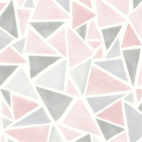 Geometric Pink Grey Glitter Sparkle Vinyl Wallpaper Triangles Arthouse