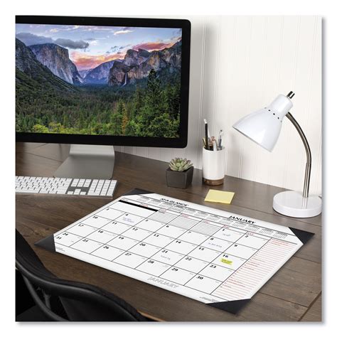Two Color Monthly Desk Pad Calendar 22 X 17 White Sheets Black