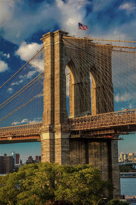 (718) 802 3700 | f: Brooklyn Bridge At Sunset, Ny Ny - Photograph by Panoramic Images