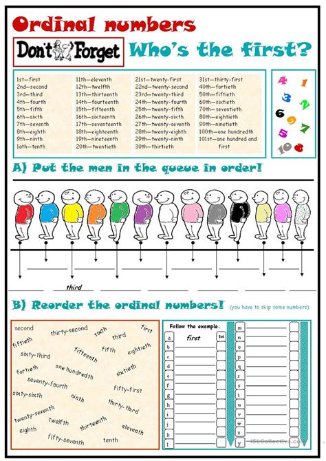 Ordinal Numbers Worksheet For Adults