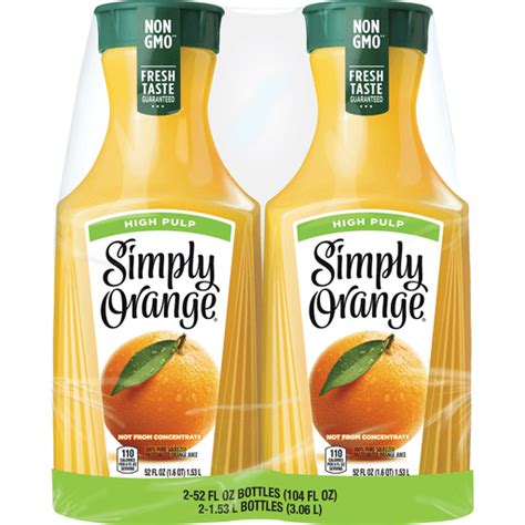 Simply Orange High Pulp Juice Bottles 52 Fl Oz 2 Pack Shop
