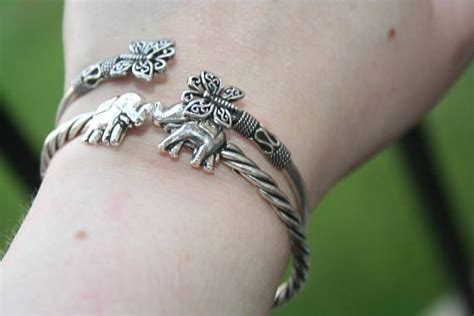 925 Sterling Silver Elephants Bracelet Cuff Bangle Just Etsy