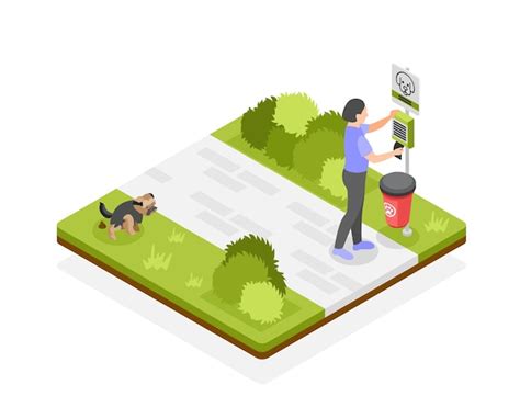 Free Vector People Clean Up After Your Dog Isometric Concept With