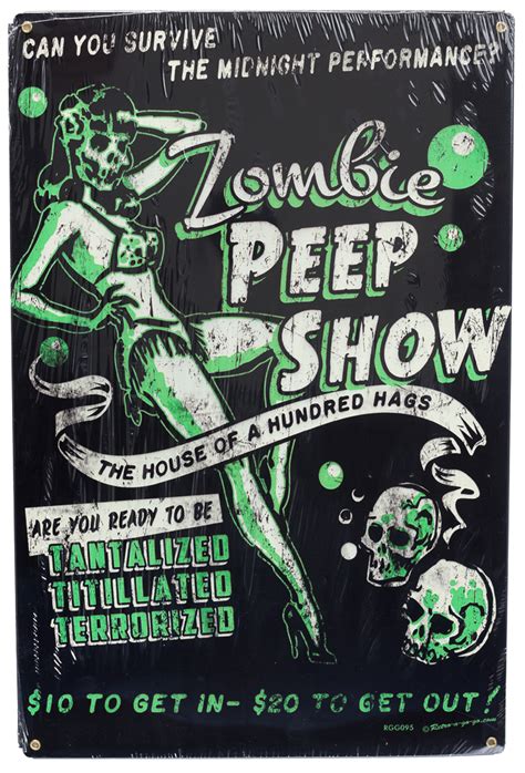 Retro A Go Go Zombie Peep Show Tin Sign