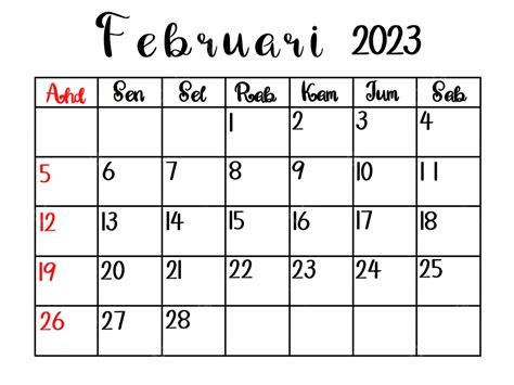 Monthly Calendar Schedule Of February 2023 Calendar Plan February