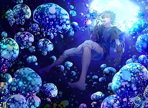 Hd Wallpaper Anime Bubbles Blue Underwater Nature Real People