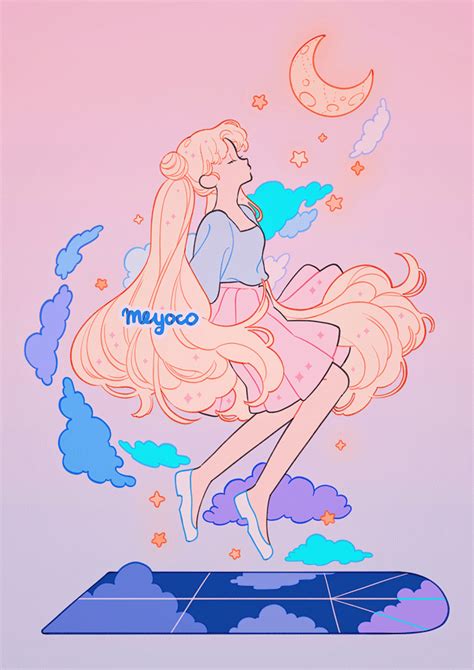 Meyoco Tsukino Usagi Bishoujo Senshi Sailor Moon 1girl Artist Name Blonde Hair Closed Eyes