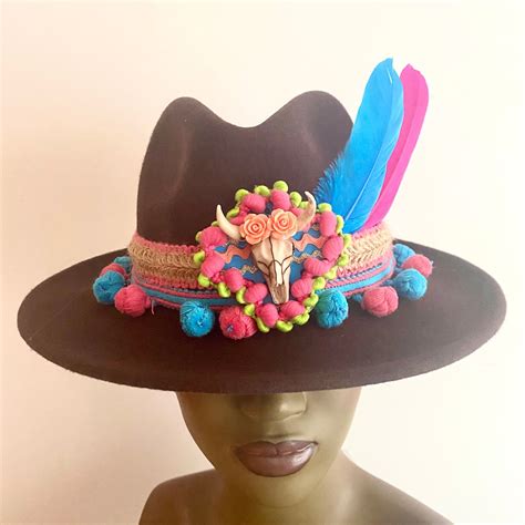 Boho Hatwool Hatmexico Style Hatgypsy Hat Brown Etsy