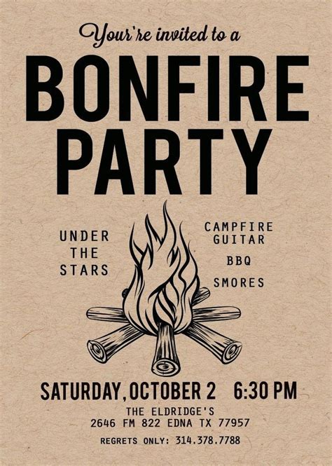 Bonfire Invitation Template Free Printable Templates