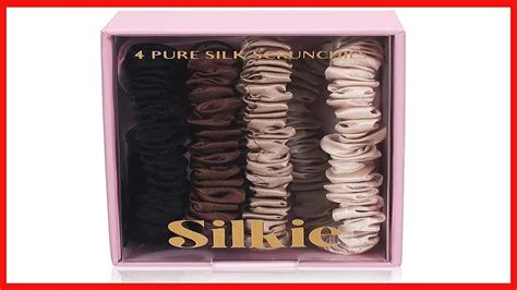 SILKIE X4 Set 100 Pure Mulberry Silk Black Brown Skinny Scrunchies