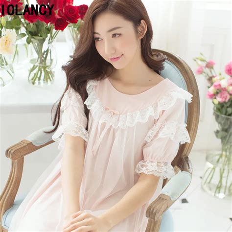 Maternity Dress Summer Palace Retro Pregnant Nightgown Dresses Female Lace Cotton Short Sleeved