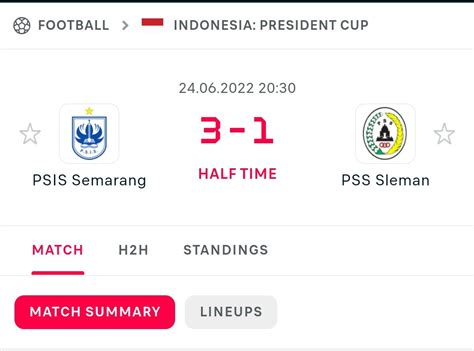 Live Score Dan Hasil Akhir Psis Semarang Vs Pss Sleman Piala Presiden