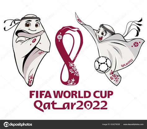 mascotes fifa copa mundo qatar 2022 com logotipo oficial símbolo — vetor de stock © joseph bk