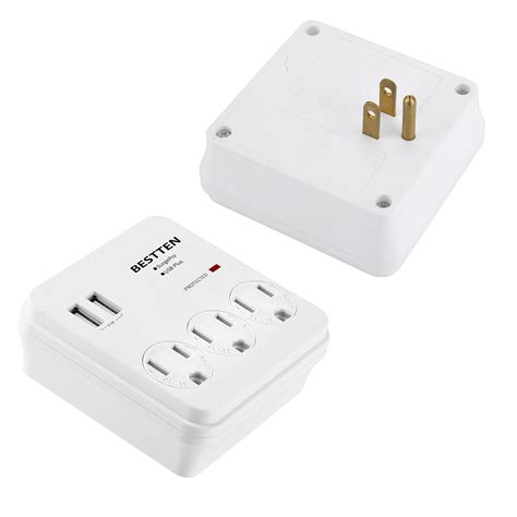 3 Outlet Wall Mount Surge Protector 2 Usb Charging Ports 24a Safety