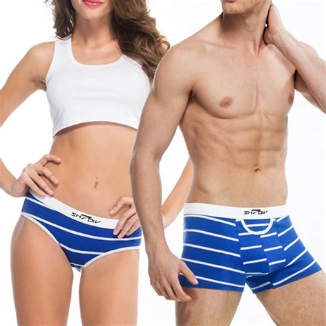 lovers underwear couple cotton panties sexy striped panties mid waist mens boxer short m l xl