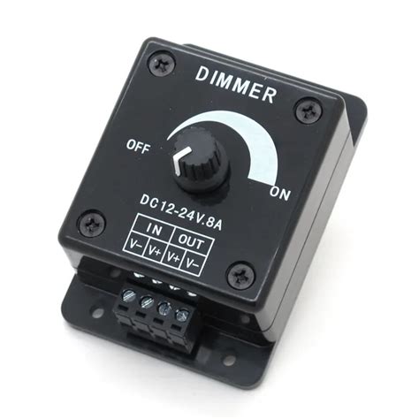 Black Led Dimmer Switch Dc 12v 24v 8a Adjustable Brightness Lamp Bulb