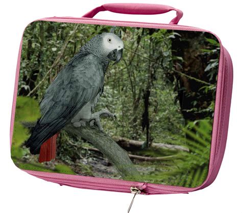 African Grey Parrot Insulated Pink School Lunch Box Bag Ab Pa76lbp £