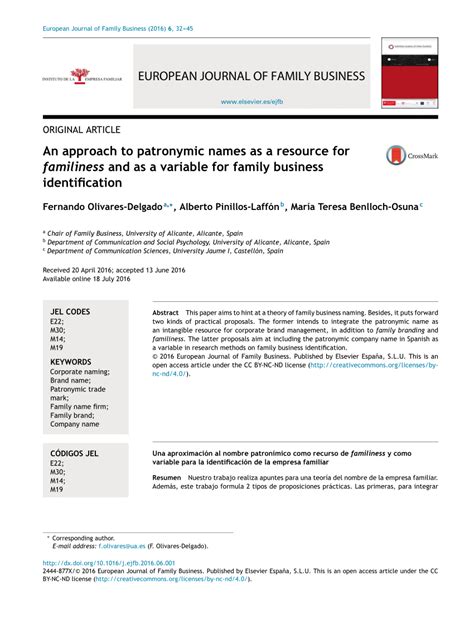 Pdf An Approach To Patronymic Names As A Resource For Familiness And