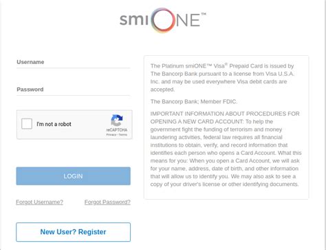 The smione™ visa® prepaid card is issued by the bancorp bank pursuant to a license from visa u.s.a. cardholderweb.smionecard.com - Access To SmiONE Visa Prepaid Card Account - Survey Steps