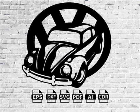 Volkswagen Beetle Laser Cut Svg Dxf Files Wall Sticker Etsy