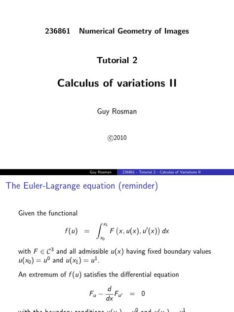 Calculus Of Variations Tutorial 2 Calculus Of Variations