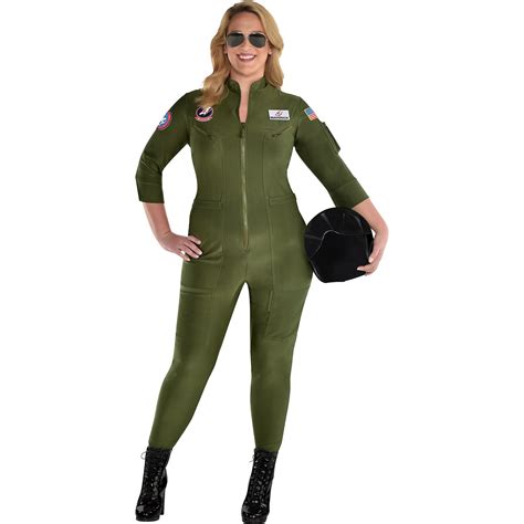 Army Female Pilot Costume Plus Size Flight Suit Costume