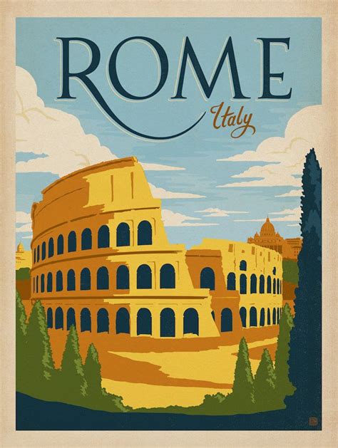 Rome Italy Colosseum Vintage Travel Poster Retro Poster Retro Travel