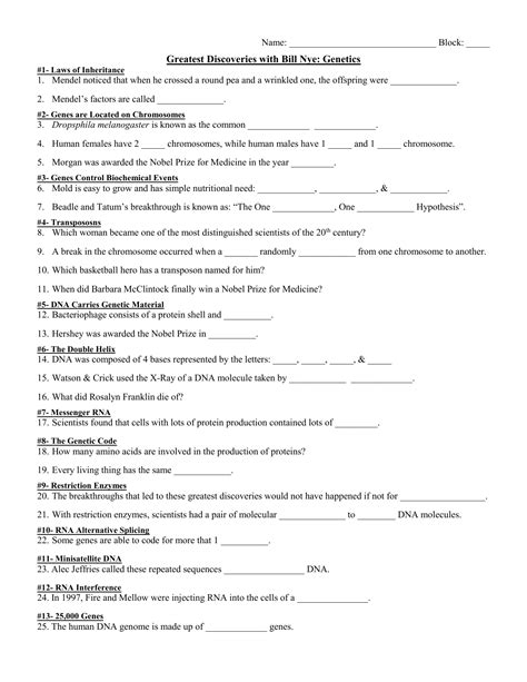 Greatest Discoveries With Bill Nye Medicine Worksheet Answer Key