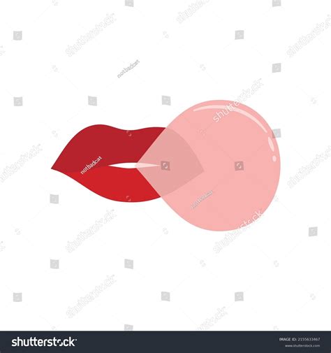 Vector Illustration Lips Blowing Pink Bubble Stock Vector Royalty Free