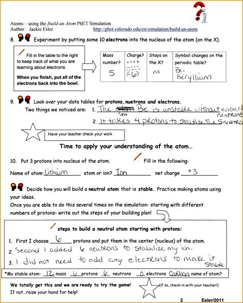 Concentration simulation, worksheet and questions. 7 Build An atom Phet Lab Worksheet Answers | FabTemplatez