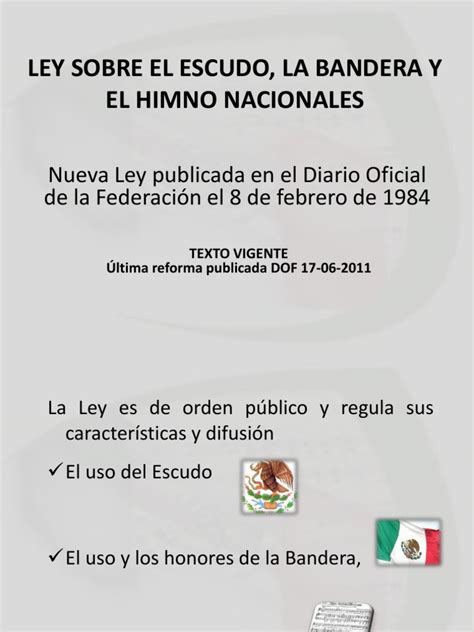 Ley Sobre El Escudo La Bandera Y Mexico Government