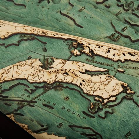 Outer Banks Wooden Map Art Topographic 3d Chart