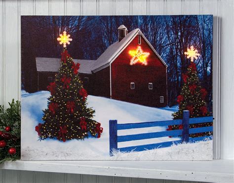Radiance Lighted Canvas Red Barn with Lighted Christmas ...